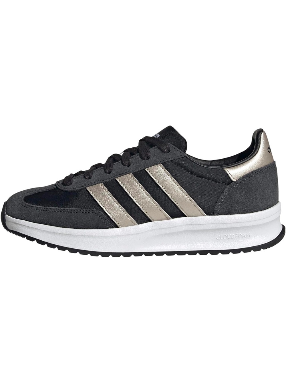 adidas Women's Black Sneakers with Metallic Gold Stripes. new with tag and box